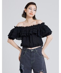 Off shoulder frill blouse