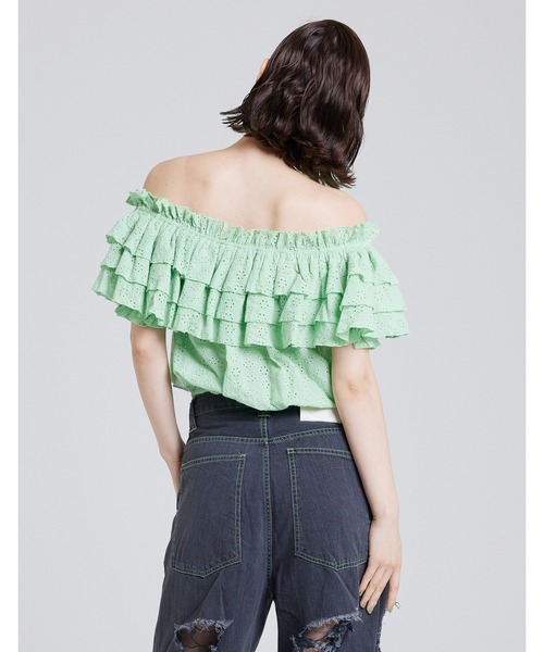 Little sunny bite（リトルサニーバイト）の「Off shoulder frill blouse（シャツ/ブラウス・レディース・ブラック/ホワイト/イエロー/グリーン・FREE）」の10枚目の写真