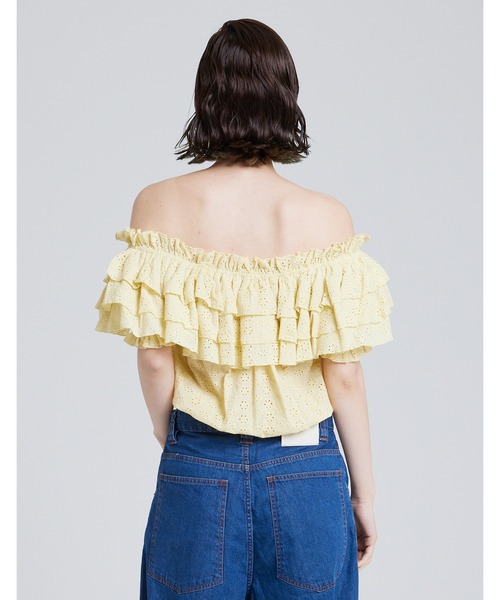 Little sunny bite（リトルサニーバイト）の「Off shoulder frill blouse（シャツ/ブラウス・レディース・ブラック/ホワイト/イエロー/グリーン・FREE）」の12枚目の写真