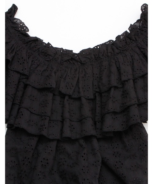 Little sunny bite（リトルサニーバイト）の「Off shoulder frill blouse（シャツ/ブラウス・レディース・ブラック/ホワイト/イエロー/グリーン・FREE）」の18枚目の写真