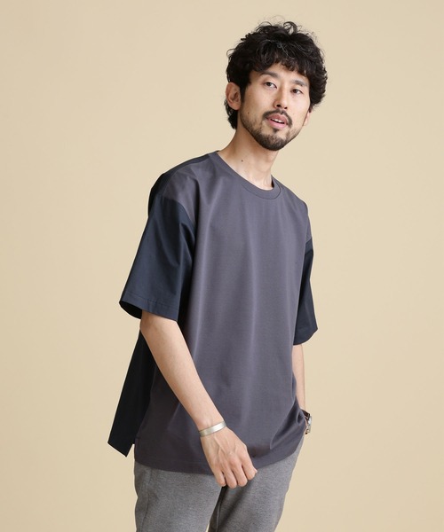セール Lb 04 ツートン布帛tシャツ Tシャツ カットソー Nano Universe ナノユニバース のファッション通販 Zozotown