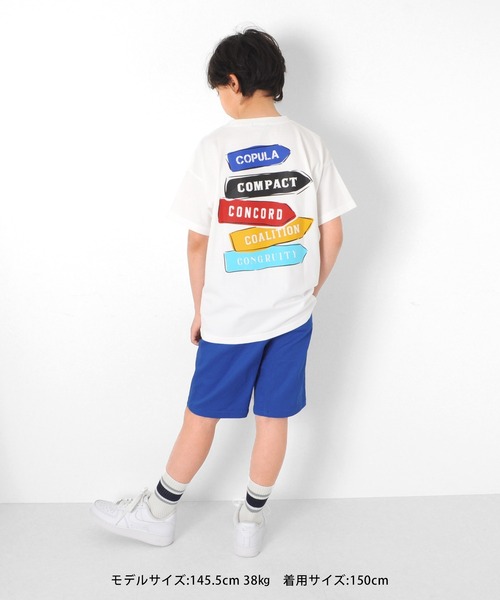 GLAZOS（グラソス）の「天竺・ドロップショルダーサインボードプリント半袖Tシャツ（Tシャツ/カットソー・キッズ・ブラック/オフホワイト・140cm/130cm/170cm/150cm/160cm）」の16枚目の写真