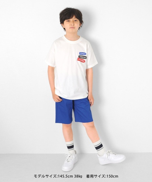 GLAZOS（グラソス）の「天竺・ドロップショルダーサインボードプリント半袖Tシャツ（Tシャツ/カットソー・キッズ・ブラック/オフホワイト・140cm/130cm/170cm/150cm/160cm）」の3枚目の写真