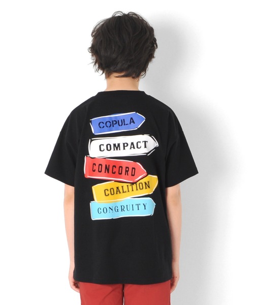 GLAZOS（グラソス）の「天竺・ドロップショルダーサインボードプリント半袖Tシャツ（Tシャツ/カットソー・キッズ・ブラック/オフホワイト・140cm/130cm/170cm/150cm/160cm）」の7枚目の写真