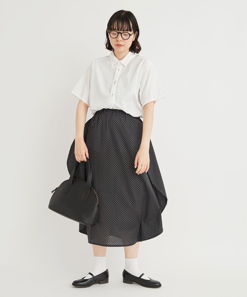 I am I in fact...(アイアムアイインファクト)の「Recycle OX 数字刺繍 半袖シャツ(シャツ/ブラウス・レディース・ネイビー/ホワイト・FREE)」の8枚目の写真