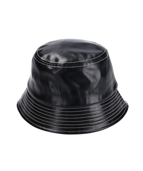 X-girl（エックスガール）の「FAUX LEATHER BUCKET HAT/フェイクレザー バケットハット（ハット・レディース・ブラック/ベージュ/バーガンディー・ONE SIZE）」の10枚目の写真