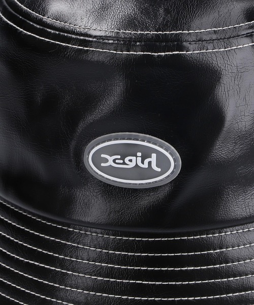 X-girl（エックスガール）の「FAUX LEATHER BUCKET HAT/フェイクレザー バケットハット（ハット・レディース・ブラック/ベージュ/バーガンディー・ONE SIZE）」の11枚目の写真