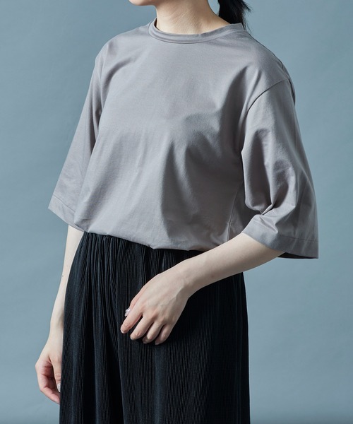 BATONER(バトナー)の「【BATONER】AIR TUNIC T-SHIRT/BN-22SL-055(Tシャツ/カットソー・レディース・ネイビー/グレー/ホワイト・1)」の8枚目の写真