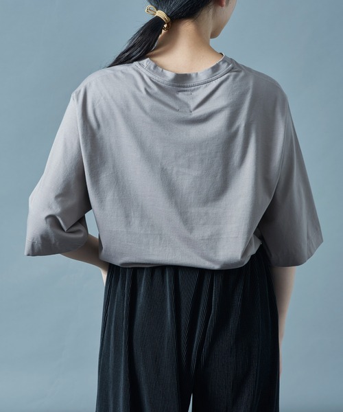 BATONER(バトナー)の「【BATONER】AIR TUNIC T-SHIRT/BN-22SL-055(Tシャツ/カットソー・レディース・ネイビー/グレー/ホワイト・1)」の9枚目の写真