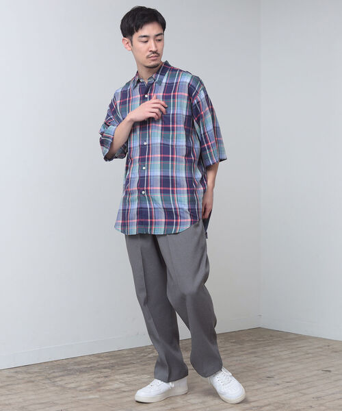 BEAMS（ビームス）の「BEAMS / チェック イージー ミニレギュラーカラー シャツ（シャツ/ブラウス・メンズ・ネイビー/サックスブルー/グリーン・MEDIUM/X-LARGE/SMALL/LARGE）」の12枚目の写真