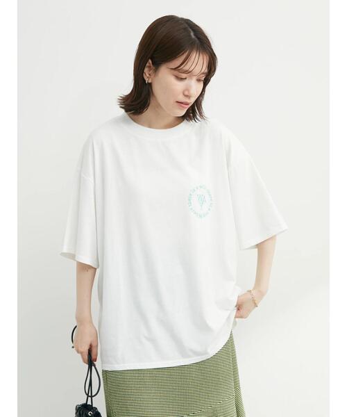 Green Parks(グリーンパークス)の「・novem9 ワンポイント刺繍チュニックTシャツ(Tシャツ/カットソー・レディース・ホワイト/ブラック/グリーン/ラベンダー・FREE)」の5枚目の写真