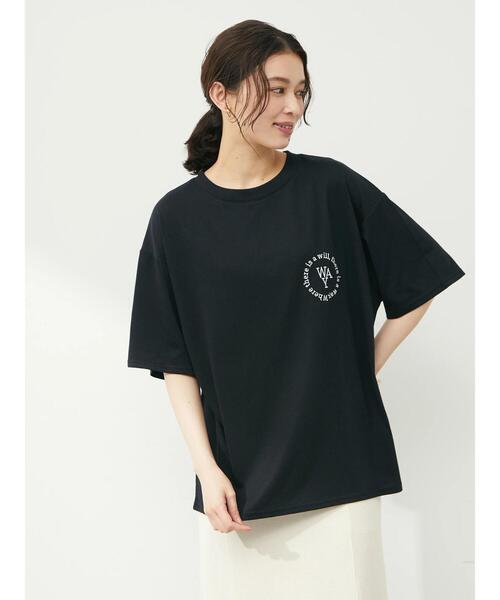 Green Parks(グリーンパークス)の「・novem9 ワンポイント刺繍チュニックTシャツ(Tシャツ/カットソー・レディース・ホワイト/ブラック/グリーン/ラベンダー・FREE)」の6枚目の写真