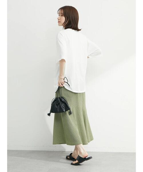 Green Parks(グリーンパークス)の「・novem9 ワンポイント刺繍チュニックTシャツ(Tシャツ/カットソー・レディース・ホワイト/ブラック/グリーン/ラベンダー・FREE)」の10枚目の写真