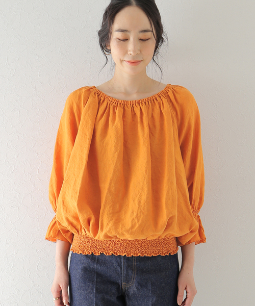 plage（プラージュ）の「ヴィンテージオフショルダーブラウス（シャツ/ブラウス・レディース・オレンジ/ホワイト/ナチュラル・FREE）」の12枚目の写真