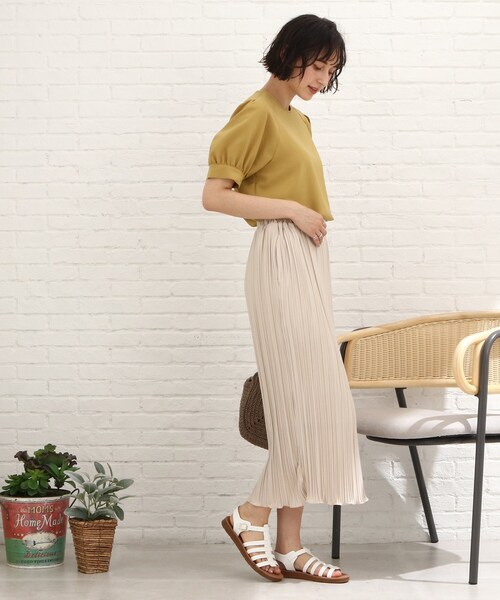 Cutie Blonde(キューティーブロンド)の「◆プリーツナロースカート(スカート・レディース・ブラック/グリーン/ライトベージュ/オレンジ・00)」の7枚目の写真