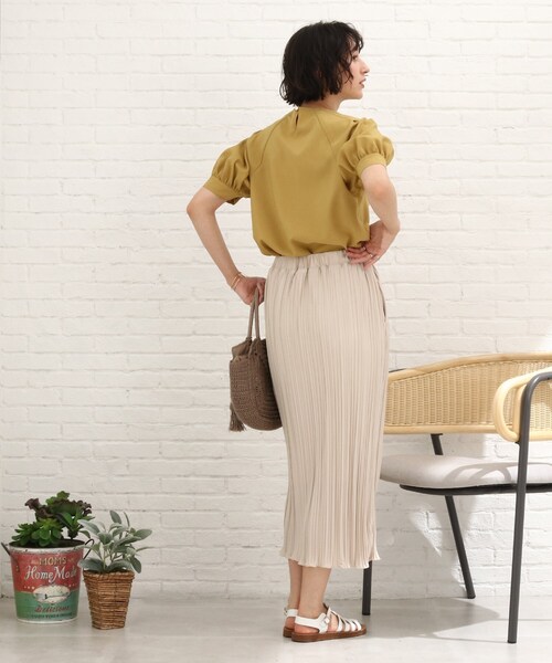 Cutie Blonde(キューティーブロンド)の「◆プリーツナロースカート(スカート・レディース・ブラック/グリーン/ライトベージュ/オレンジ・00)」の12枚目の写真