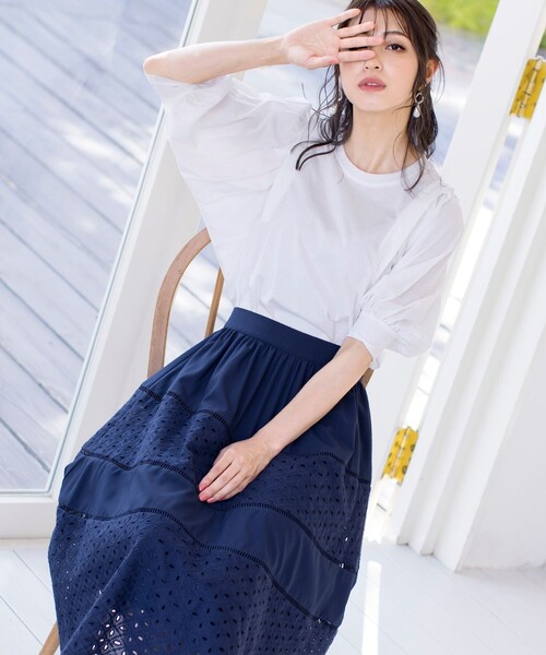 Tiaclasse(ティアクラッセ)の「【洗える・接触冷感】大人可愛いバイオシルケット肩タックトップス(Tシャツ/カットソー・レディース・イエロー/グレイッシュベージュ/オフホワイト/ブラック・L/M)」の7枚目の写真