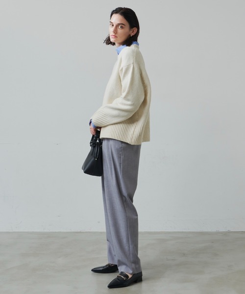 Aunt Marie's（アントマリーズ）の「クルーネックカラーニット（ニット/セーター・レディース・ホワイト/ブラック/ベージュ/ピンク・FREE）」の13枚目の写真