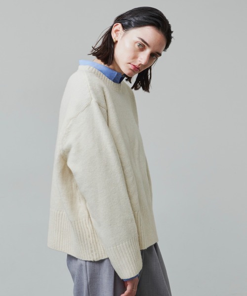 Aunt Marie's（アントマリーズ）の「クルーネックカラーニット（ニット/セーター・レディース・ホワイト/ブラック/ベージュ/ピンク・FREE）」の9枚目の写真