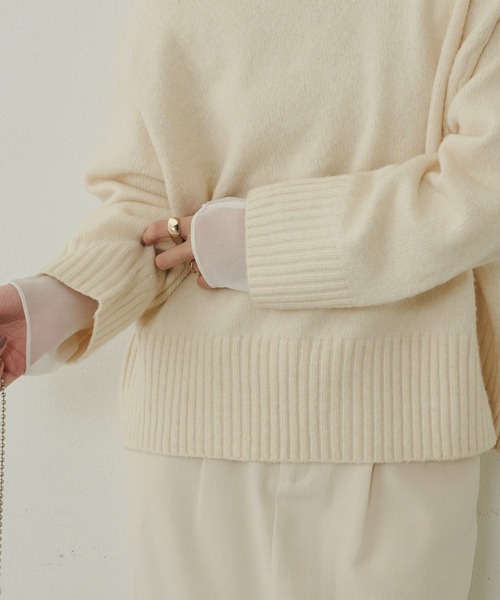 Aunt Marie's（アントマリーズ）の「クルーネックカラーニット（ニット/セーター・レディース・ホワイト/ブラック/ベージュ/ピンク・FREE）」の8枚目の写真