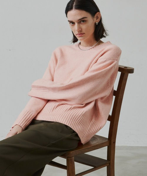 Aunt Marie's（アントマリーズ）の「クルーネックカラーニット（ニット/セーター・レディース・ホワイト/ブラック/ベージュ/ピンク・FREE）」の14枚目の写真