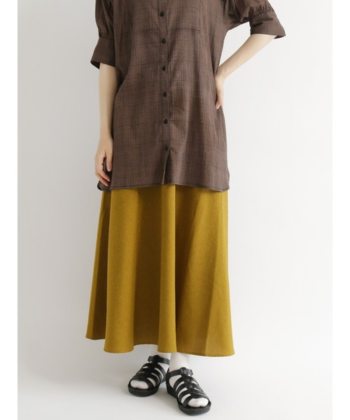 Samansa Mos2 blue(サマンサモスモスブルー)の「フレアロングスカート(スカート・レディース・ブラック/グリーン/マスタード・フリ-)」の6枚目の写真