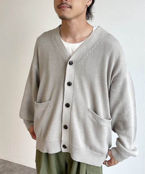 CPCM（シーピーシーエム）の「強撚カーディガン（カーディガン/ボレロ・メンズ・グレー/ブルー/グリーン・MEDIUM/LARGE）」の2枚目の写真