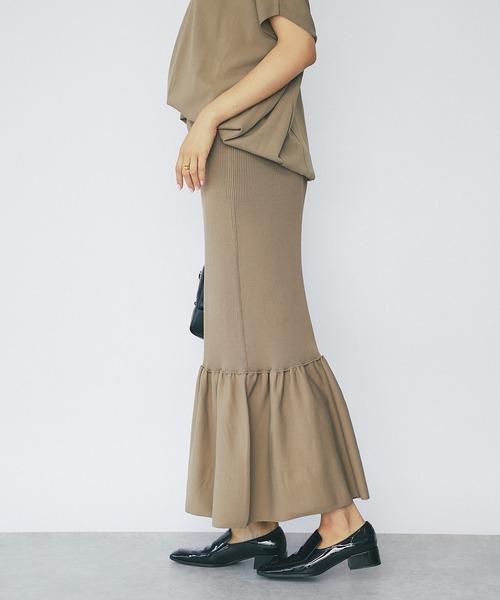 RIVE DROITE（リヴドロワ）の「リブマーメイドスカート（スカート・レディース・チャコールグレー/モカ・FREE）」の12枚目の写真