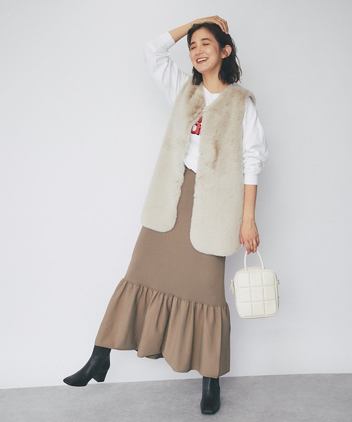 RIVE DROITE（リヴドロワ）の「リブマーメイドスカート（スカート・レディース・チャコールグレー/モカ・FREE）」の22枚目の写真