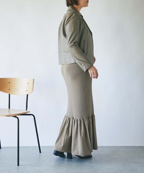 RIVE DROITE（リヴドロワ）の「リブマーメイドスカート（スカート・レディース・チャコールグレー/モカ・FREE）」の7枚目の写真