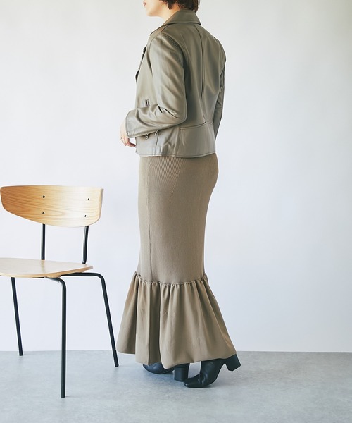 RIVE DROITE（リヴドロワ）の「リブマーメイドスカート（スカート・レディース・チャコールグレー/モカ・FREE）」の6枚目の写真