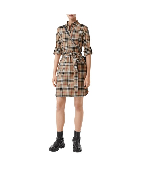BURBERRY（バーバリー）の「ヴィンテージチェック ストレッチコットン タイウエスト シャツドレス（シャツワンピース・レディース・ベージュ系・4/6/8）」の7枚目の写真