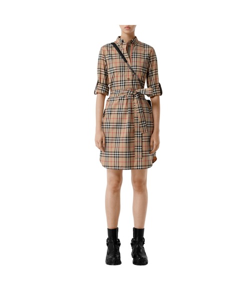 BURBERRY（バーバリー）の「ヴィンテージチェック ストレッチコットン タイウエスト シャツドレス（シャツワンピース・レディース・ベージュ系・4/6/8）」の2枚目の写真