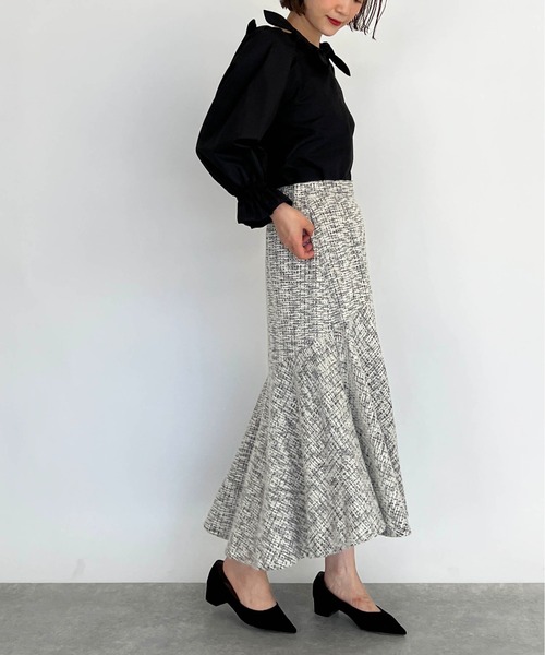 PICCIN（ピッチン）の「カットツイードマーメイドスカート（スカート・レディース・パープル/エメラルド・M）」の4枚目の写真