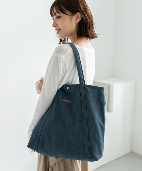 Edit Sheen(エディットシーン)の「ロゴ刺繍キャンバストートバッグ(トートバッグ・レディース・ブラック/ネイビー/アイボリー・FREE)」の14枚目の写真