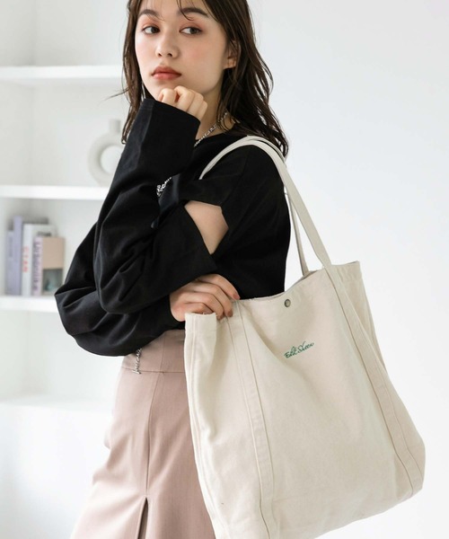 Edit Sheen(エディットシーン)の「ロゴ刺繍キャンバストートバッグ(トートバッグ・レディース・ブラック/ネイビー/アイボリー・FREE)」の8枚目の写真