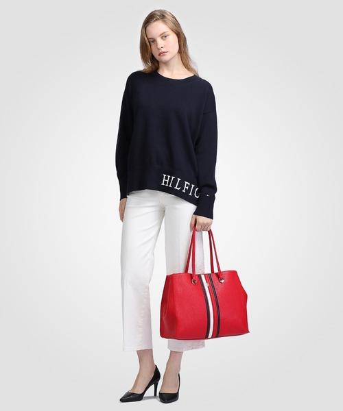 TOMMY HILFIGER(トミーヒルフィガー)の「ヘムロゴクルーネックセーター(ニット/セーター・レディース・ホワイト/ネイビー・SMALL/MEDIUM/X-SMALL)」の8枚目の写真