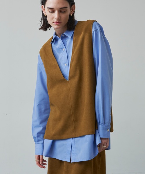 Aunt Marie's（アントマリーズ）の「コーデュロイ深Vネックベスト（ベスト・レディース・ブラック/ブラウン/アイボリー/レオパード・FREE）」の8枚目の写真