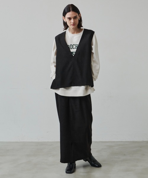 Aunt Marie's（アントマリーズ）の「コーデュロイ深Vネックベスト（ベスト・レディース・ブラック/ブラウン/アイボリー/レオパード・FREE）」の16枚目の写真