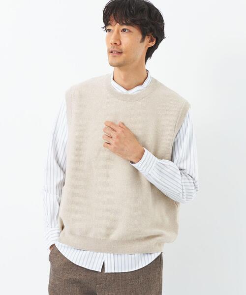 green label relaxing（グリーンレーベルリラクシング）の「コットン ポリエステル ヨリモク ベスト（ベスト・メンズ・ライトグレー/ナチュラル・S/M/L/XL）」の2枚目の写真