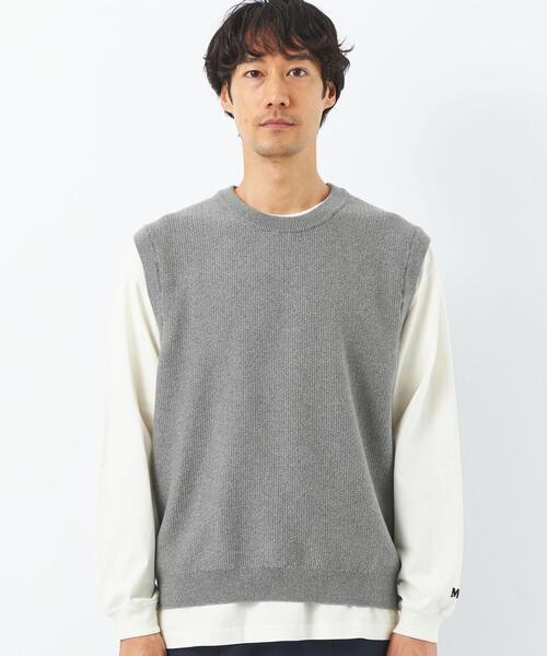 green label relaxing（グリーンレーベルリラクシング）の「コットン ポリエステル ヨリモク ベスト（ベスト・メンズ・ライトグレー/ナチュラル・S/M/L/XL）」の3枚目の写真