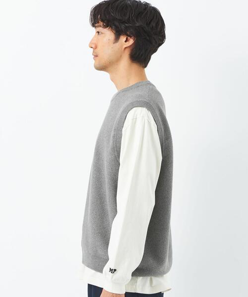 green label relaxing（グリーンレーベルリラクシング）の「コットン ポリエステル ヨリモク ベスト（ベスト・メンズ・ライトグレー/ナチュラル・S/M/L/XL）」の4枚目の写真