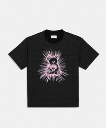 コーチ COACH レイヴ ベア シグネチャー Tシャツ オーガニック コットン カットソー 五分袖 クルーネック テディベア プリント 黒 ブラック 公式】COACH – コーチ | シグネチャー レイヴ ベア Tシャツ