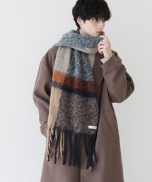ASTRONOMY | オーバーサイズ シャギーマフラー 無地 チェック ビッグフリンジ(マフラー)
