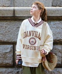 MONO-MART LADY'S | ラインリブスウェットＶネックカレッジロゴプルオーバー(スウェット)