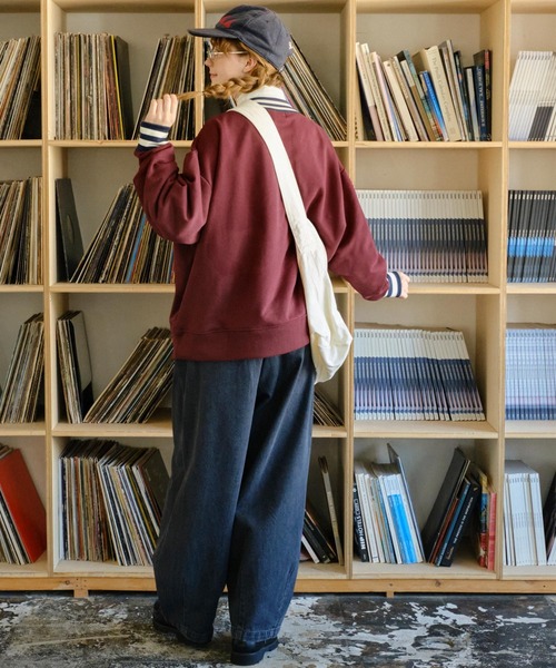 MONO-MART LADY'S（モノマートレディース）の「ラインリブスウェットＶネックカレッジロゴプルオーバー（スウェット・レディース・ネイビー/ボルドー/アイボリー/杢グレー・M/L）」の10枚目の写真