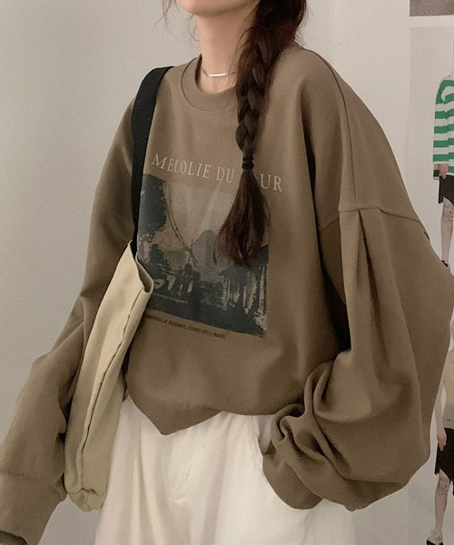 c.u.l(シーユーエル)の「クロップド丈プリントロンティー culw324(Tシャツ/カットソー・レディース・ベージュ/ブラック/アイボリー・FREE)」の8枚目の写真