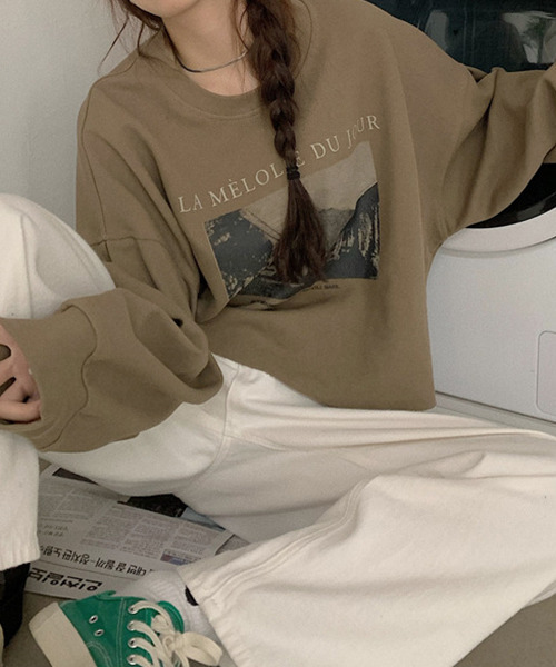 c.u.l(シーユーエル)の「クロップド丈プリントロンティー culw324(Tシャツ/カットソー・レディース・ベージュ/ブラック/アイボリー・FREE)」の13枚目の写真