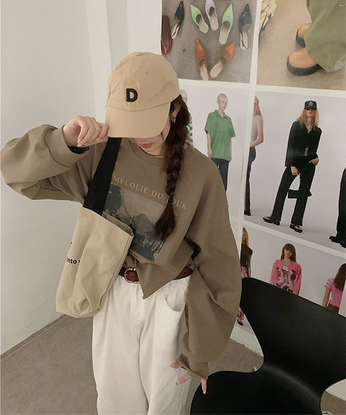 c.u.l(シーユーエル)の「クロップド丈プリントロンティー culw324(Tシャツ/カットソー・レディース・ベージュ/ブラック/アイボリー・FREE)」の14枚目の写真
