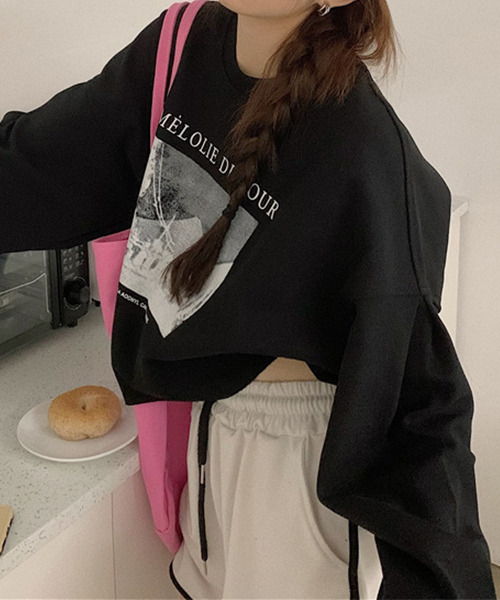 c.u.l(シーユーエル)の「クロップド丈プリントロンティー culw324(Tシャツ/カットソー・レディース・ベージュ/ブラック/アイボリー・FREE)」の16枚目の写真